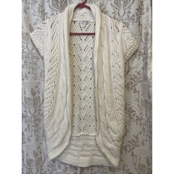 Delia’s White Short Sleeve Chunky Knit Cardigan -Small-Cable Knit/Logenlook - Picture 1 of 5